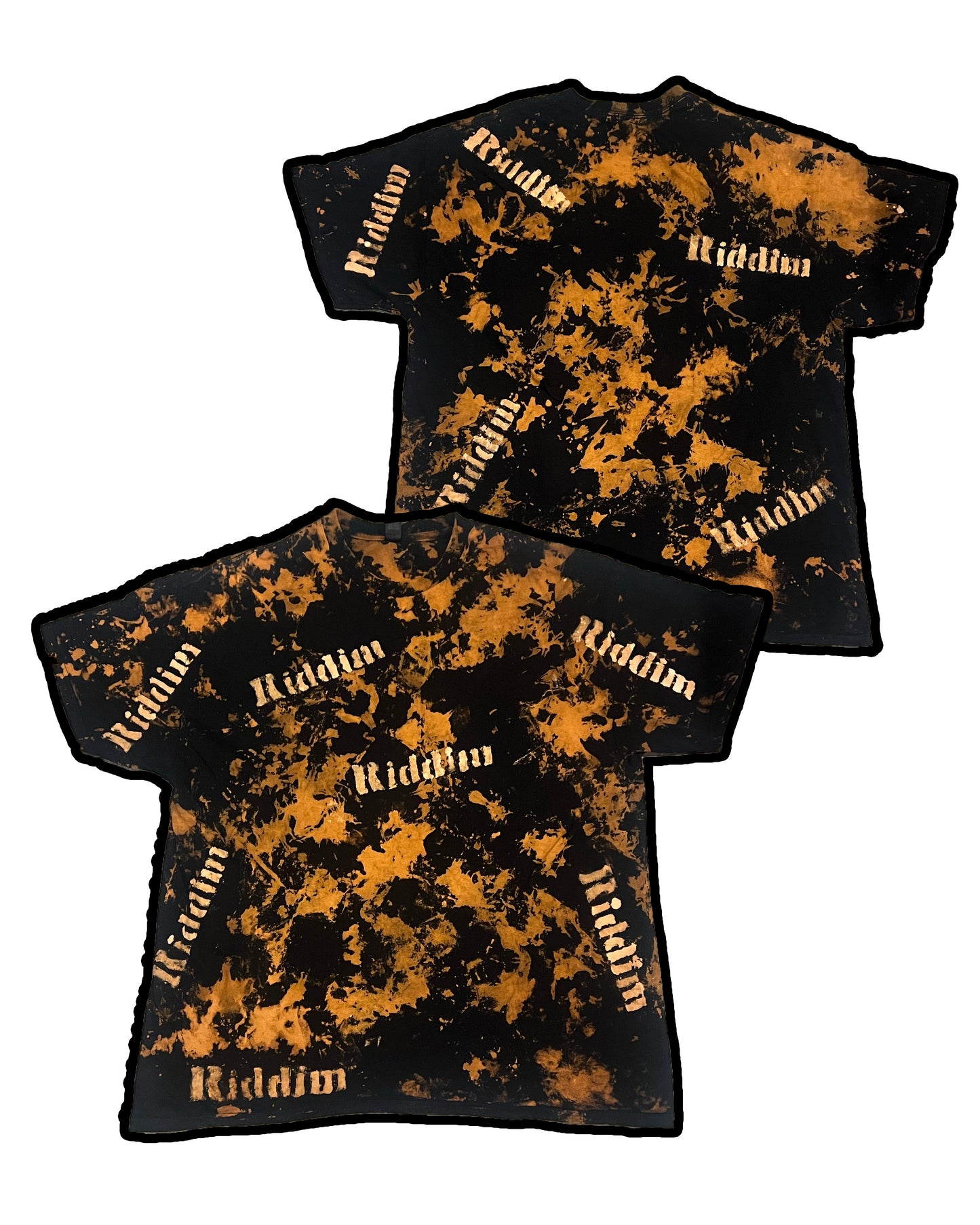 RiddIm Stencil Scrunch Bleach Dyed cotton t shirt.